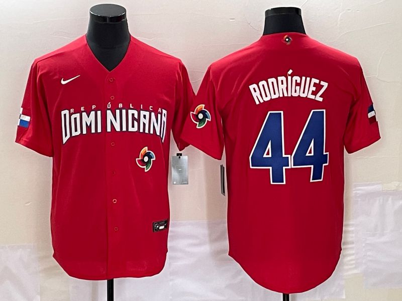 Men 2023 World Cub Dominicana #44 Rodriguez Red Nike MLB Jersey9